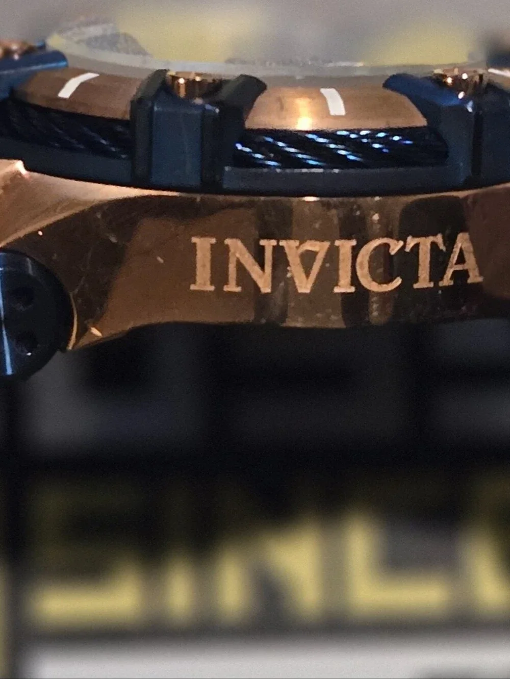 Invicta Gold and Blue Sport Chronograph with Black Accents